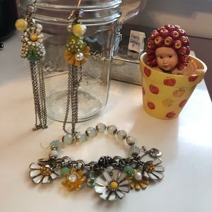 Betsey Johnson flower earrings and bracelet
